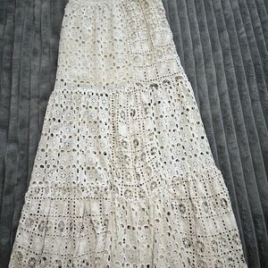 VENUS Cream Eyelet Maxi Skirt